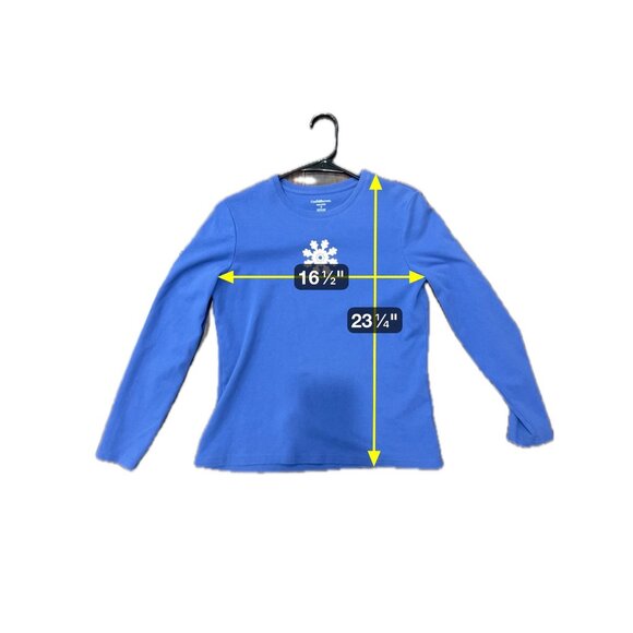 Croft & Barrow Snowflakes Crewneck Long Sleeve Top Blue Sz Small Pima Cotton - Picture 7 of 10